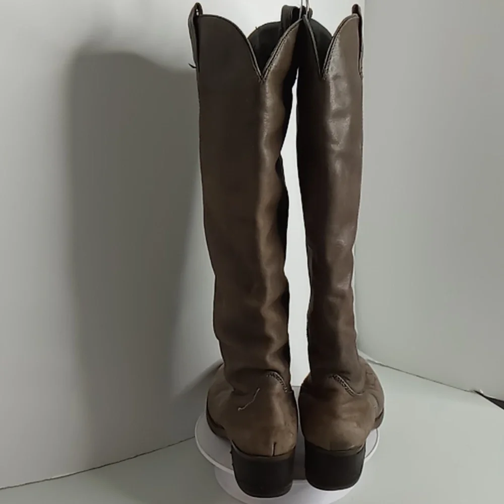 Lucky Brand Leather Knee High Distressed Boots -Hippie- Grey Distressed - 6.5 M